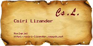 Csiri Lizander névjegykártya